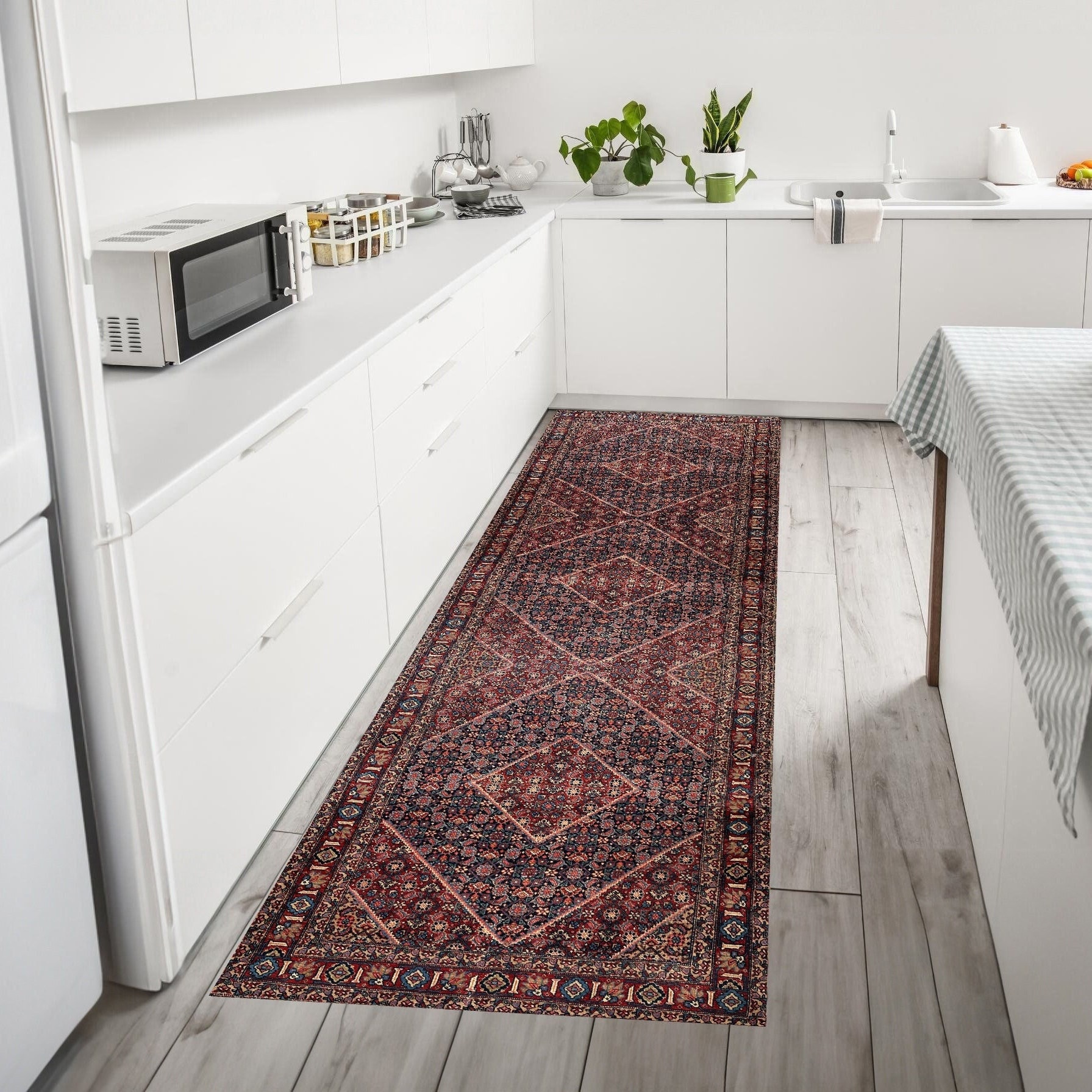 ペルシャ 手作り ランナー ラグ ペルシャ ギャッベ ミニランナー 細長いラグ 120x40cm 黄金色 パネル