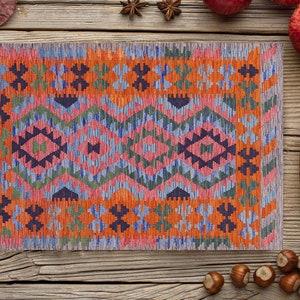 Boho Kilim Rug Design Placemat 12x18&quot;, Kitchen Dining Table Placemat, Ethnic Aztec Placemat, Vintage Country Farmhouse Bohemian Placemat