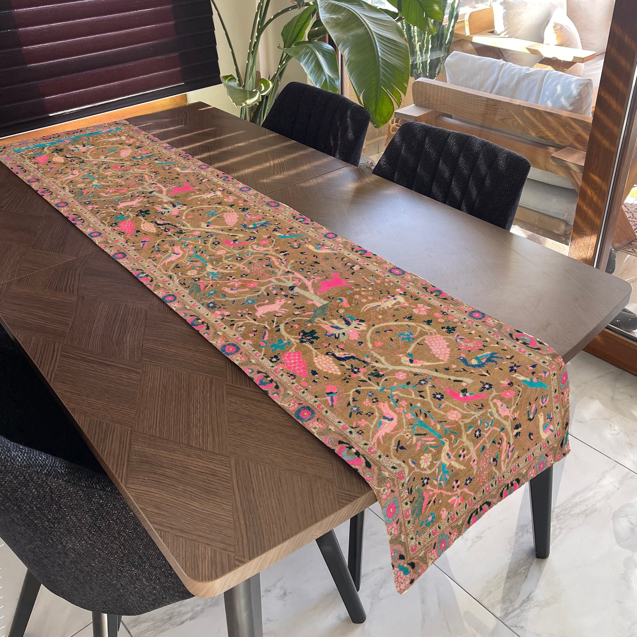 Rug Style Table Runner, Ethnic Table Runner, Table Runner for Kitchen, Rustic Table Runner, Boho Table Runner, Farmhouse Dining Table Decor