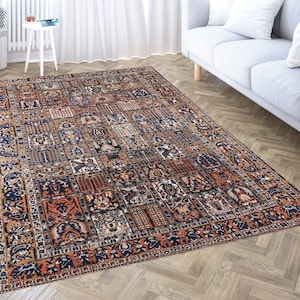 Persian Area Rug, 4x6 Rug, Checkered Rug, Moroccan Rug, Livingroom Rug, Bedroom Rug, Antique Rug, Kitchen Rug, Printed Rug, Washable Rug