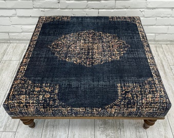 Coffee Table Bench, Handmade Furniture, Upholstered Bench, Side Table Ottoman, Minimalist Furniture, Large Footrest Bench, Square Table