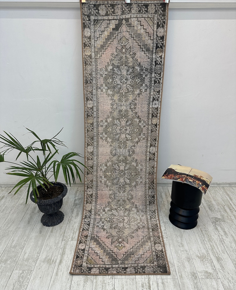 Pink Turkish Runner Rug 3x9, 2x8 Kitchen Rug, Boho Farmhouse Rug ...