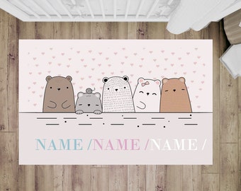 Personalized Kids Room Rug, Playroom Rug, Nursery Rug, Gift For Kids, Customized Bunny Rug, Personalized Rug, Baby Room Decor