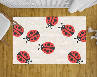 Personalized Lady Bug Kids Room Rug, Animal Rug, Playroom Rug, Nursery Rug, Gift For Kids, Customized Rug, Personalized Rug, Baby Room Decor