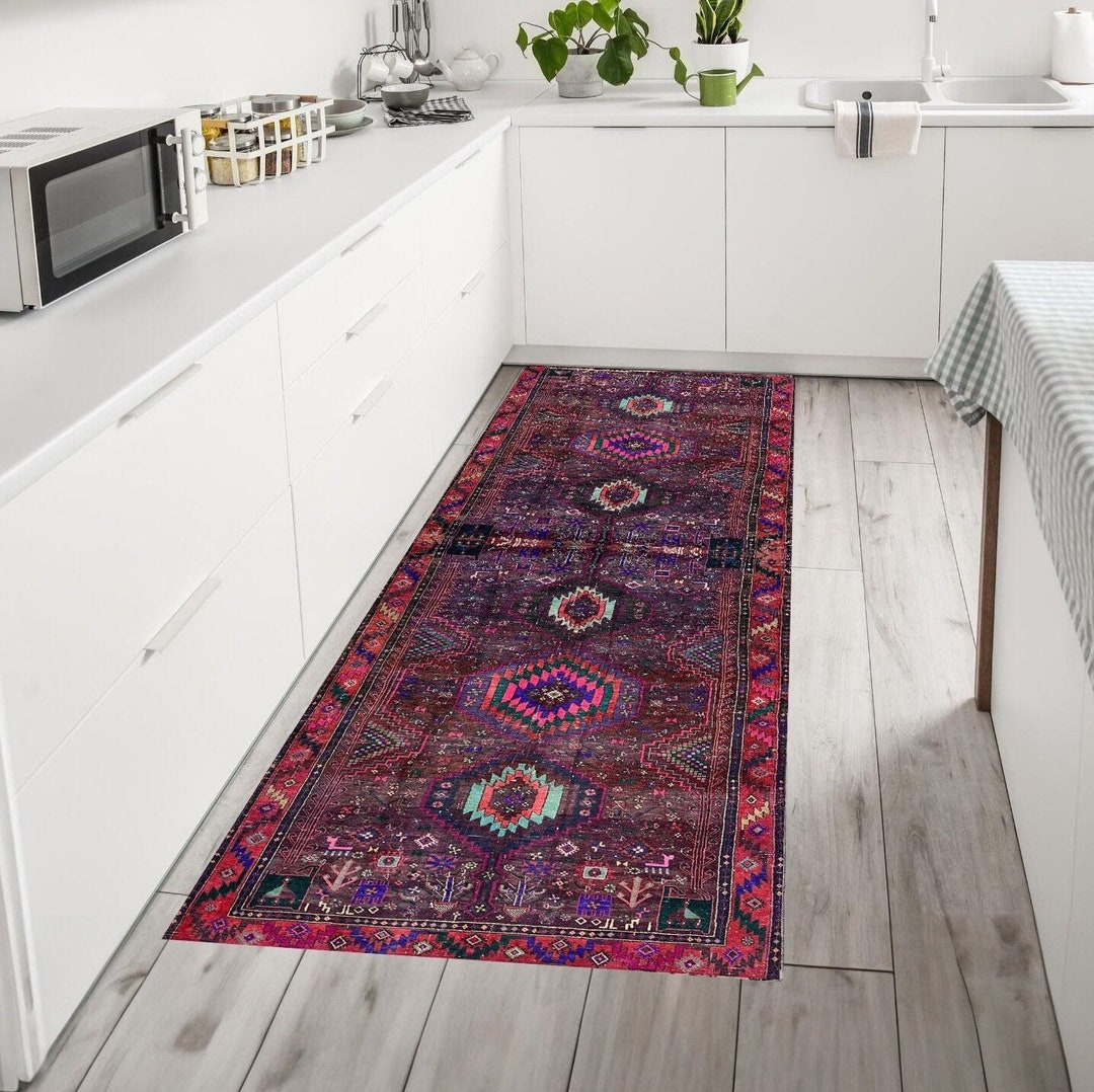 Pink Purple Runner Rug 3x12, Boho Kitchen Stair Entryway Rug 2x13 ...