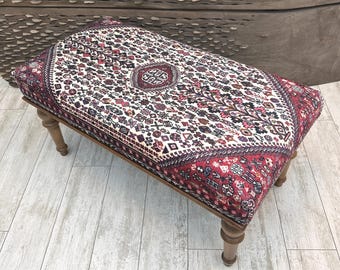 Handgefertigter orientalischer Teppich, Bank/Hocker, Boho-Wohnzimmermöbel, 45 x 120 cm