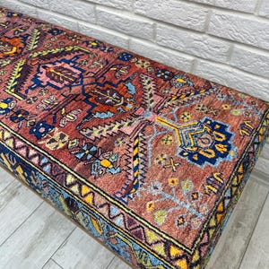 Ottoman Bench, Southwestern Bench, Piano Bench, End of Bed Bench, Bohemian Bench, Turkish Rug Upholstered Bench, Farmhouse Bench, 18x18x48"
