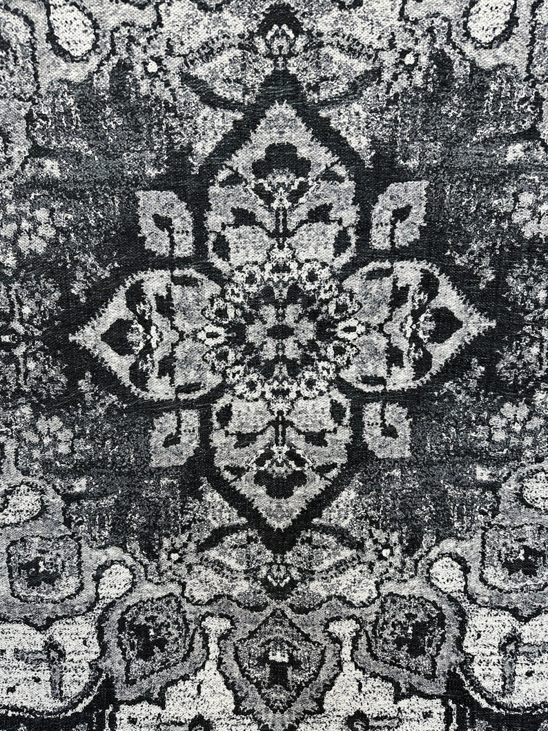Black and White Moroccan Rug 7x10, Square Rug for Living Room 10x10,Oriental Rug Black White, 10x10 Black and White Rug, Modern Bedroom Rug image 4