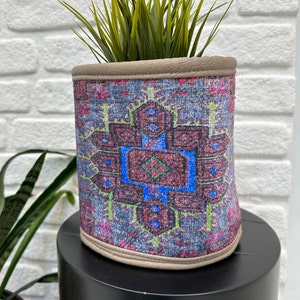 Pink Rug Planter Holder, Indoor Planters, Farmhouse Decor Planter Pot Cover, Boho Planter Pot, Flower Pot Holders, Storage Organizer Basket