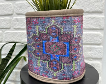 Pink Rug Planter Holder, Indoor Planters, Farmhouse Decor Planter Pot Cover, Boho Planter Pot, Flower Pot Holders, Storage Organizer Basket