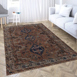 Persian Area Rug 5x8, Farmhouse Rug 4x6, Brown Livingroom Rug 5x7, Bohemian Turkish Area Rug, Boho Vintage Pattern Rug, Doormat Rug 2x3