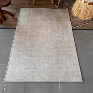 Beige sliten skandinavisk matta 5x8, tvättbar halkfri matta, turkisk matta 4x6, köksmatta, vardagsrumsmatta, sovrumsmatta, naturlig matta bild 3