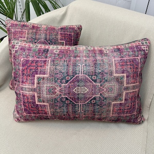 Pink Rug Printed Throw Pillow Covers For Livingroom Bedroom, Lumbar Pillow, Couch Sofa Pillow, 16x16 16x24 Decorative Kilim Pillow Covers