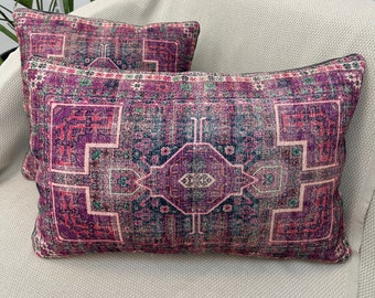 Pink Rug Printed Throw Pillow Covers For Livingroom Bedroom, Lumbar Pillow, Couch Sofa Pillow, 16x16 16x24 Decorative Kilim Pillow Covers