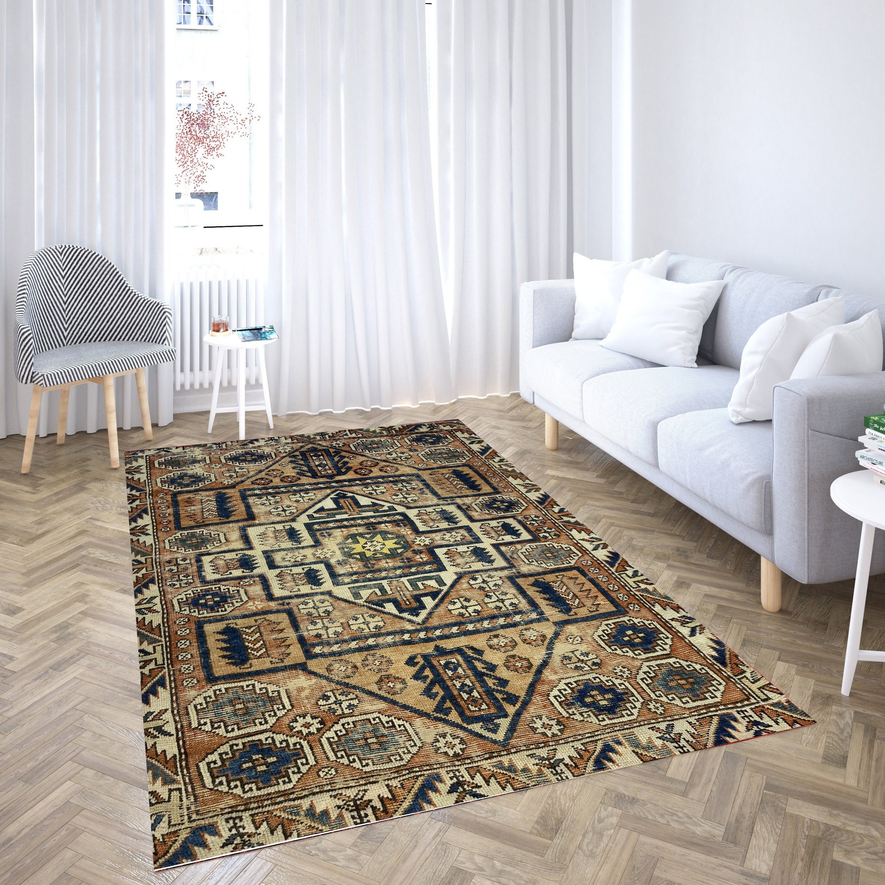 古いアンティーク調ヴィンテージ風ペルシャラグ 3x5 4x6 5x8、洗える