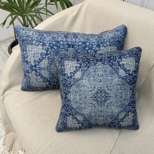Blue Pillow Cover, Rug Pillow, Contemporary Pillow, Blue Home Decor Pillow, Decorative Pillow, Couch Pillow, Throw Pillow, Lumbar Pillow