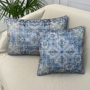 Mid Century Blue Pillow Cover, Rug Pillow, Contemporary Pillow, Blue Home Decor Pillow, Pillow, Couch Pillow, Throw Pillow, Lumbar Pillow