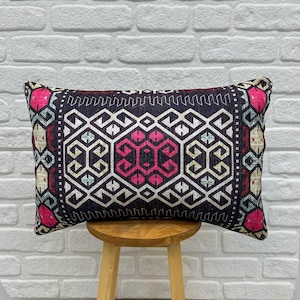 Kilim Pillow Cover, Home Decor Pillow, Tribal Pillow Cover, Throw Pillow, Aztec Pillow, Eco Friendly Interior Pillows, Body Pillow, 16x24&quot;