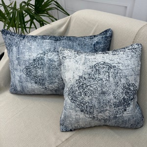 Blue Pillow Cover, Rug Pillow, Contemporary Pillow, Blue Home Decor Pillow, Decorative Pillow, Couch Pillow, Throw Pillow, Lumbar Pillow