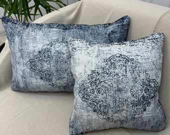Blue Pillow Cover, Rug Pillow, Contemporary Pillow, Blue Home Decor Pillow, Decorative Pillow, Couch Pillow, Throw Pillow, Lumbar Pillow
