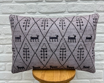 Animal Print Natural Moroccan Rug Throw Pillow Covers for Living Room, Beige Rug Printed Pillows 16x24",Boho Farmhouse Lumbar Pillow Cover