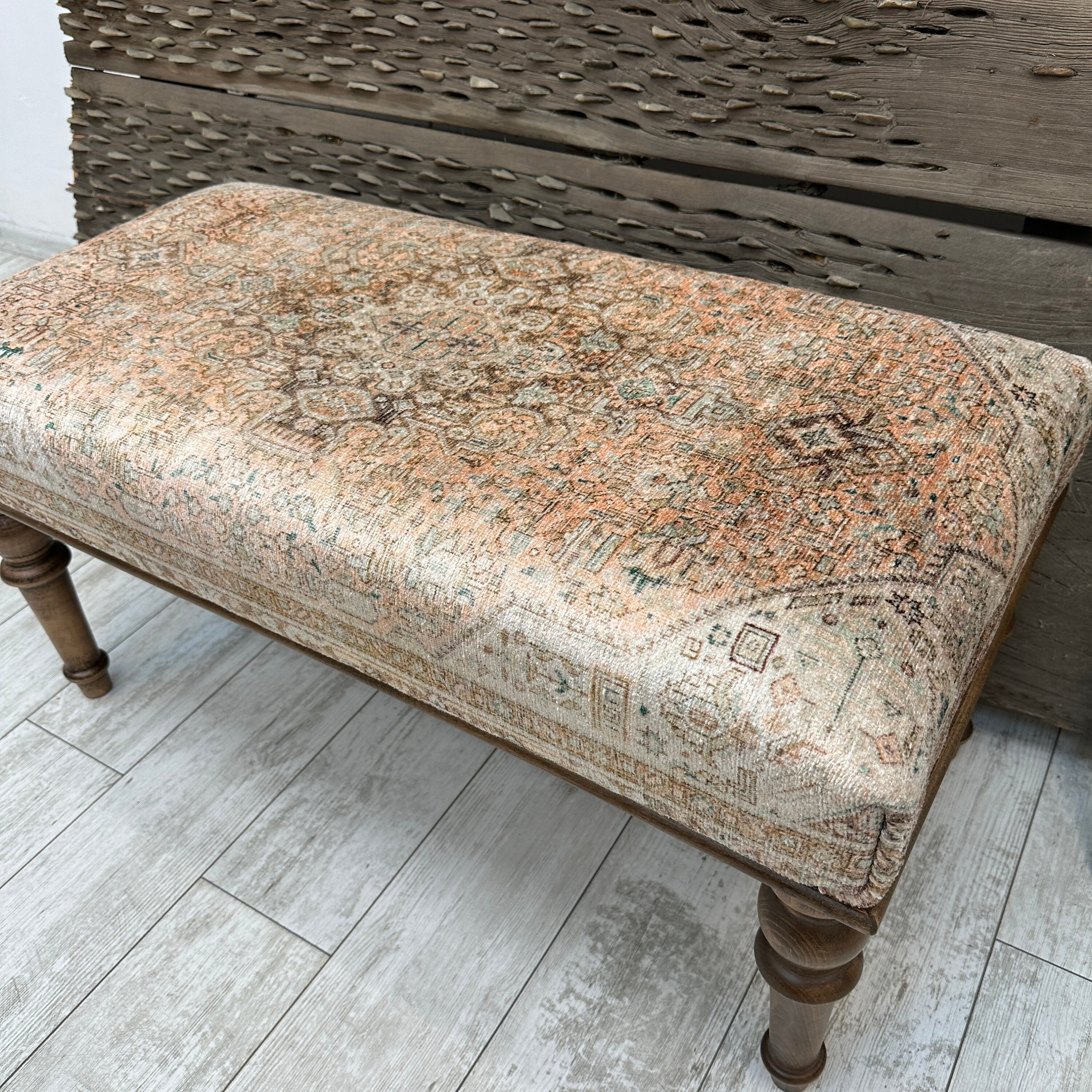 Beige Wood Bench, Piano Bench, Bohemian Bench, Boho Ottoman, Boho ...