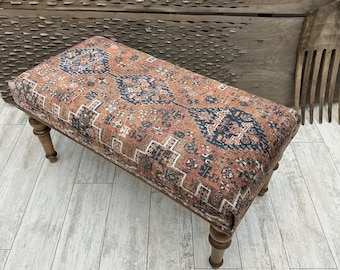 Handmade Decorative Bench, Wood Work Bench, Ottoman, Piano Bench,Dining Bench, Turkish Rug Bench, Sitting bench,Coffee Bench