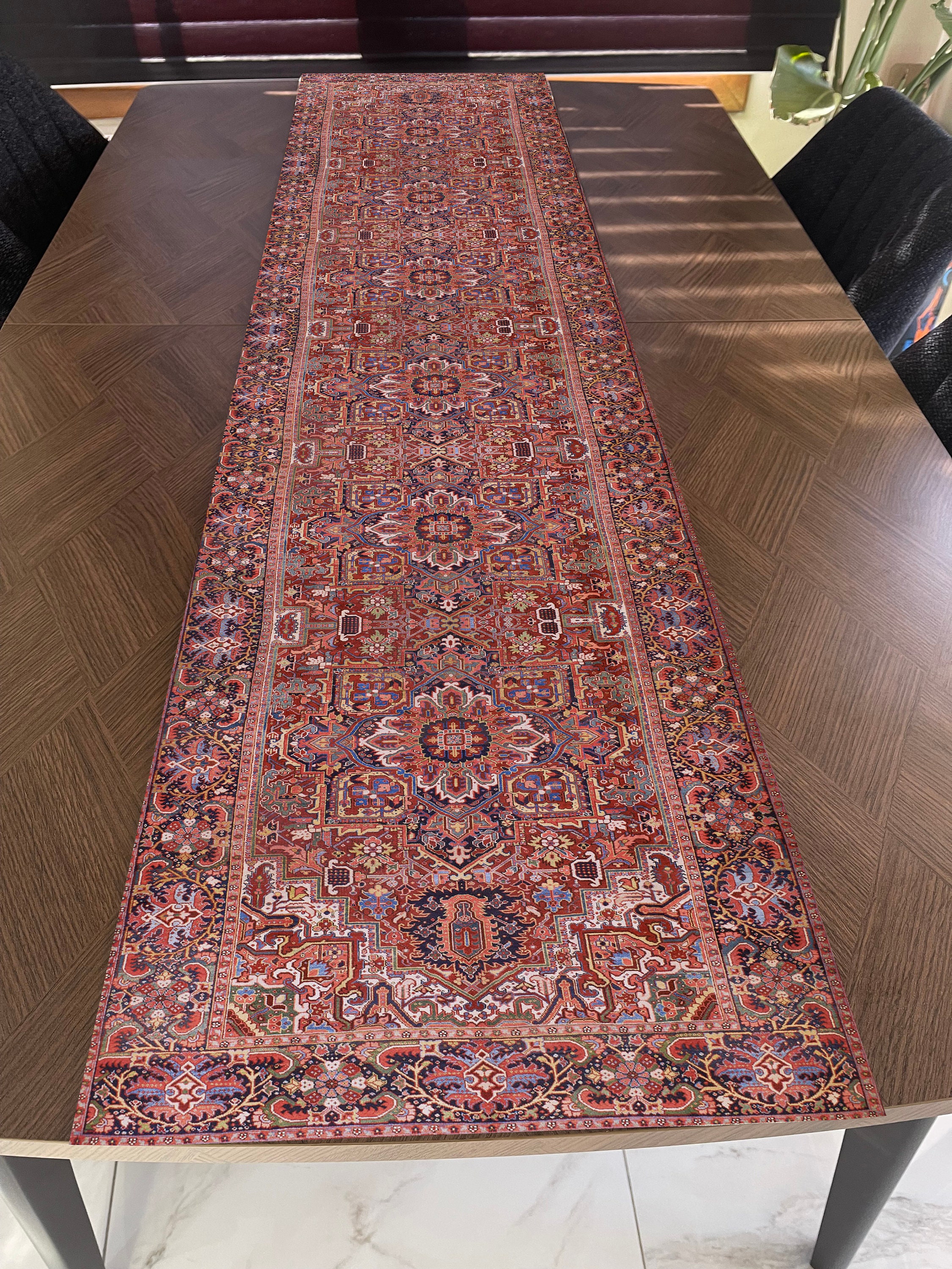 Using Rugs As Table Runners Rug Style Table Runner, Ethnic Table Runner, Table Runner for Kitchen ...