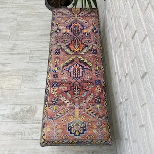 Ottoman Bench, Southwestern Bench, Piano Bench, End of Bed Bench, Bohemian Bench, Turkish Rug Upholstered Bench, Farmhouse Bench, 18x18x48"