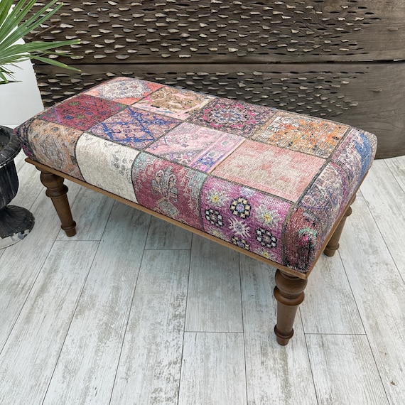 Panca con poggiapiedi Patchwork 18x48