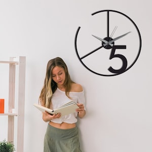 Big Number Clock, Unique Wall Clock, Modern Clock, Minimalist Wall Clock, Silent Wall Clock,Housewarming Gift, Horloge, Murale