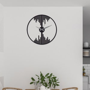Audio Effekt Uhr, Einzigartige Wanduhr, Moderne Wanduhr, Minimalistische Wanduhr, Übergroße Wanduhr, Einweihungsgeschenk, Horloge, Wandbild