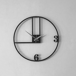 Minimalist Wall Clock, Unique Metal Clock, Decorative Wall Decor, Clock for Wall, Black Metal Clock, Housewarming Gift, Horloge, Murale