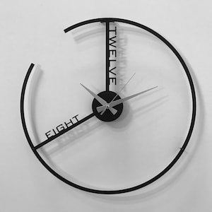 Written Numbers Clock, Unique Wall Clock, Metal Clock, Modern Wall Clock, Minimalist Wall Clock, Oversized Wall Clock, Housewarming Gift