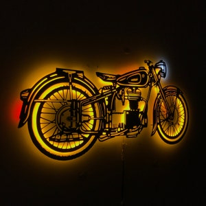 Motorcycle Metal Wall Decor, Led Lighted Motorcycle, Motorcycle Gift ...
