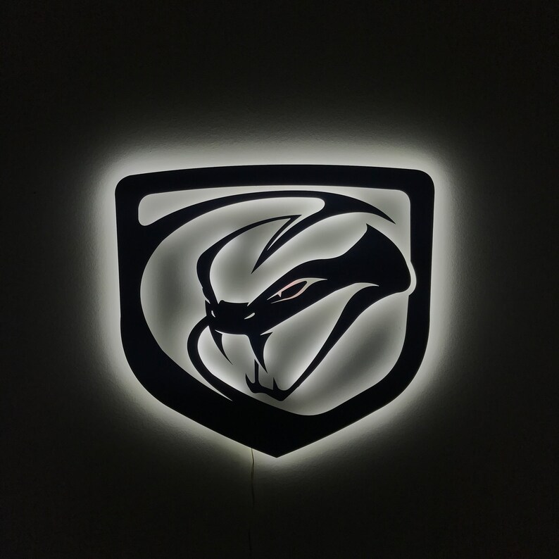Viper Led Lighted Metal Sign, Sports Car Logo, Metal Wall Decor, Dodge ...