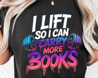 Ik til zodat ik meer boeken kan dragen T-shirt, cadeau boekenliefhebber, grappig lezer workout cadeau, grafische T-shirt boekenwurm