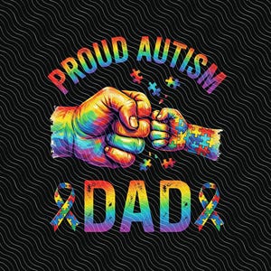 Proud Autism Dad PNG: Autism Awareness Message png Ondersteunend vaderpuzzellintontwerp (digitale download)
