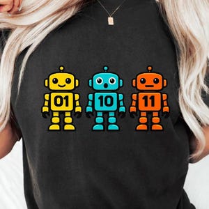 01 10 11 Roboter T-Shirt, binärer Code Roboter Geschenk für Programmierer, Computer Science Grafik-T-Shirt, Geek Coding Humor Shirt