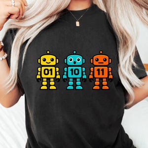 T-shirt robots code binaire, t-shirt graphique informatique rétro