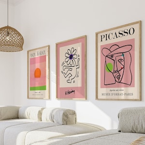 Gallery Wall Art Set Of 3 Prints, Picasso Print, Andy Warhol Poster, Picasso Poster, Gallery Wall Bundle, Keith Haring Set, Modern Wall Art