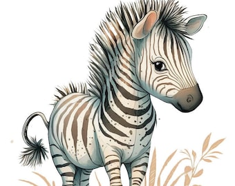 cute baby zebra, digital design, transparent file png, sublimation, printable, downloadable, clipart,