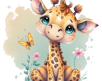 carino baby giraffa, design digitale, file png trasparente, sublimazione, stampabile, scaricabile, clipart,