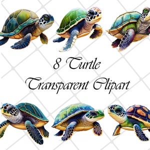 Sea Turtle Watercolor Clipart: PNG Graphics for Crafts (Digital Download)