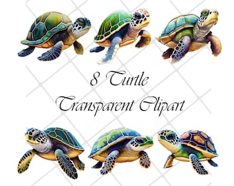 Sea Turtle Watercolor Clipart: PNG Graphics for Crafts (Digital Download)