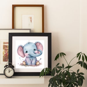 cute elephant cub, baby elephant, watercolor, t-shirt design, transparent file png, digital download, printable, sublimation, clipart, image 4