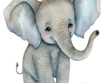 lindo cachorro de elefante, elefante bebé, acuarela, diseño de camiseta, archivo transparente png, descarga digital, imprimible, sublimación, imágenes prediseñadas,