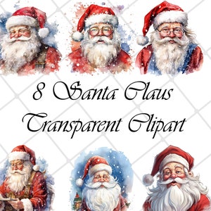 8 Weihnachtsmann Clipart, hochwertige PNG, digitaler Download - Kartenherstellung, Mixed Media, digitales Papiermodell, Weihnachtscliparts