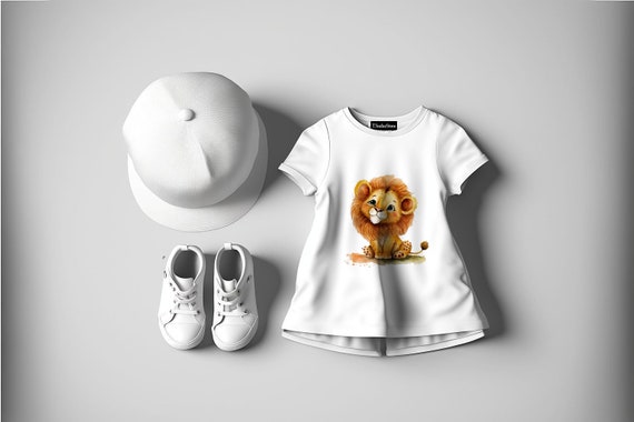 Watercolor Baby Lion PNG: Printable Sublimation Clipart (digital