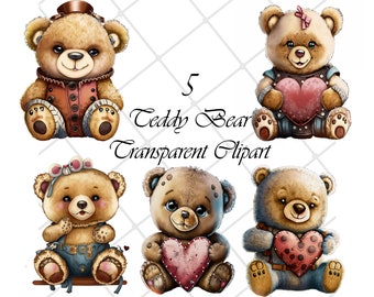 5 Teddy Bear Clipart PNG, High Quality, Digital Planner, Paper crafts, Watercolor, Teddy bear, Teddy Bear, Cute Teddy bear, Teddy clipart